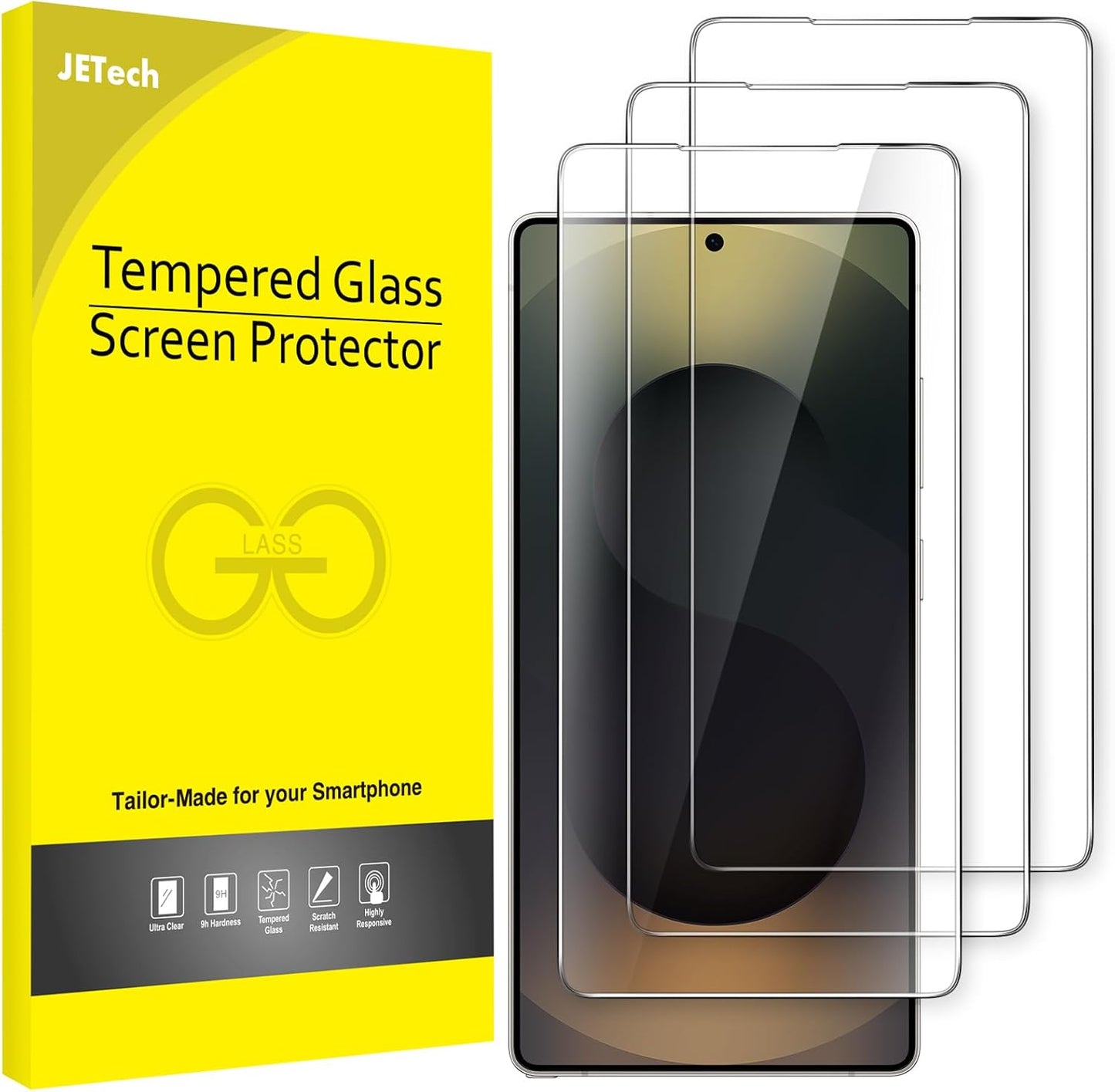 Screen Protector for Samsung Galaxy S25 Ultra 5G, Tempered Glass Film, Fingerprint ID Compatible, HD Clear