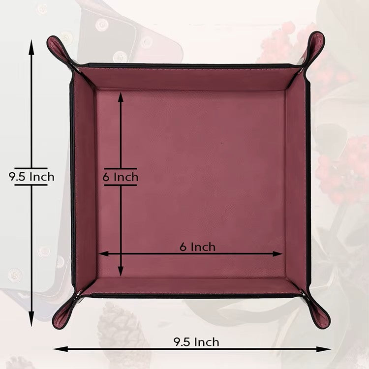 Foldable Decorative Leather Tray - ST1751 Brown - thebens