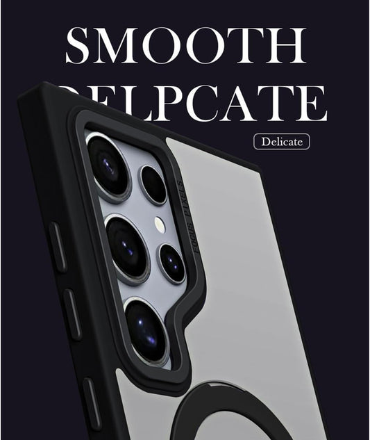 BECAQ Magnetic Cover for Samsung Galaxy S25 Ultra [Compatible with Ma'gsa'fe] [Military Grade Protection] Translucent Phone Cover for S25 Ultra (Clear Black