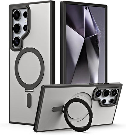 BECAQ Magnetic Cover for Samsung Galaxy S25 Ultra [Compatible with Ma'gsa'fe] [Military Grade Protection] Translucent Phone Cover for S25 Ultra (Clear Black