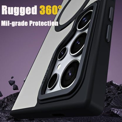 BECAQ Magnetic Cover for Samsung Galaxy S25 Ultra [Compatible with Ma'gsa'fe] [Military Grade Protection] Translucent Phone Cover for S25 Ultra (Clear Black