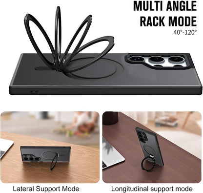 BECAQ Magnetic Cover for Samsung Galaxy S25 Ultra [Compatible with Ma'gsa'fe] [Military Grade Protection] Translucent Phone Cover for S25 Ultra (Clear Black