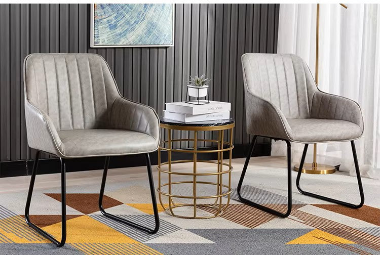 65 Days Pre-order Metal Frame Nordic Leather Dining Chair LR-8007 - thebens
