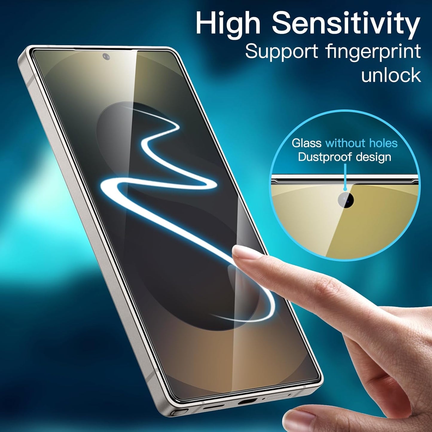 Screen Protector for Samsung Galaxy S25 Ultra 5G, Tempered Glass Film, Fingerprint ID Compatible, HD Clear