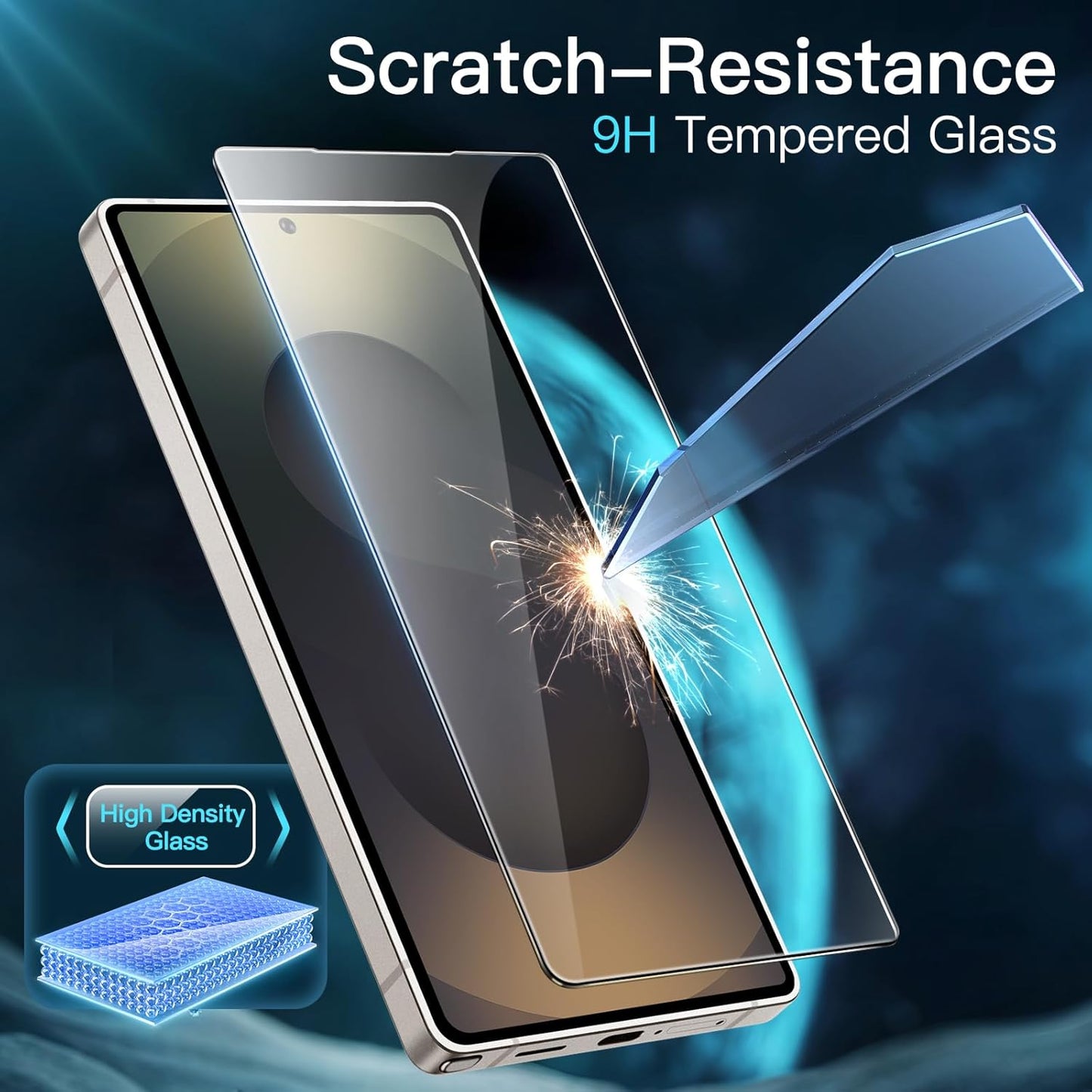 Screen Protector for Samsung Galaxy S25 Ultra 5G, Tempered Glass Film, Fingerprint ID Compatible, HD Clear