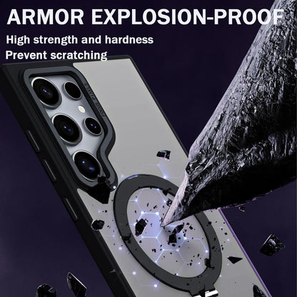 BECAQ Magnetic Cover for Samsung Galaxy S25 Ultra [Compatible with Ma'gsa'fe] [Military Grade Protection] Translucent Phone Cover for S25 Ultra (Clear Black