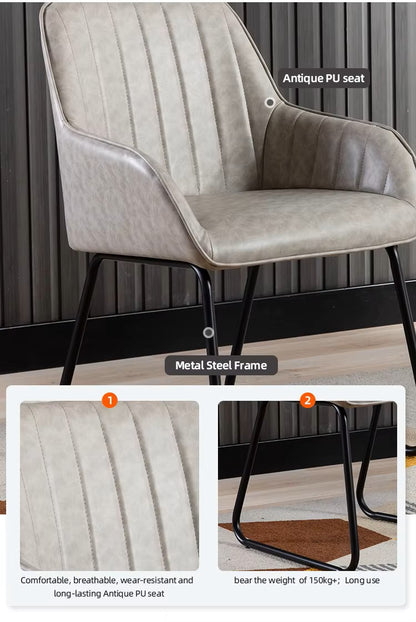 65 Days Pre-order Metal Frame Nordic Leather Dining Chair LR-8007 - thebens