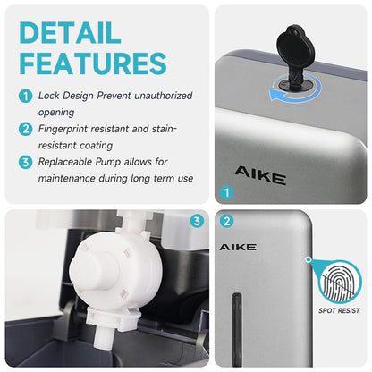 Pre-Order AIKE 1006 Manual Plastic Soap Dispenser 800 mls