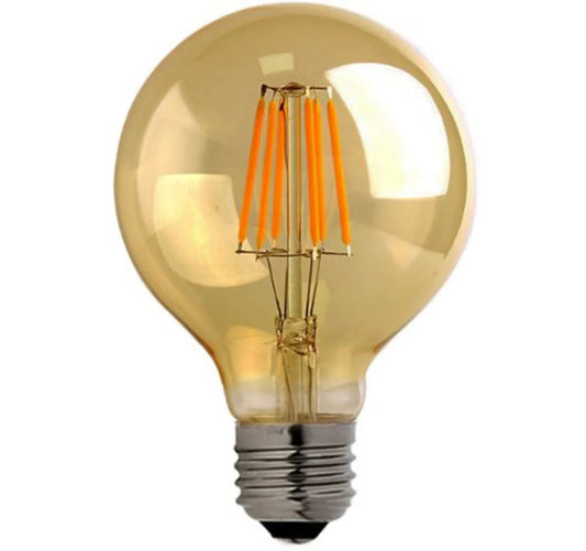 G80 LED Filament Bulb – Amber Glass Shell (4W, 2700K, E27) - thebens