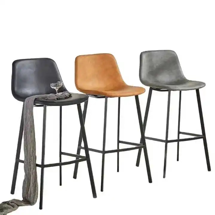 Pre-Order PU Leather Retro Industrial Style Bar Stool JYBC-108-BIEGE - thebens