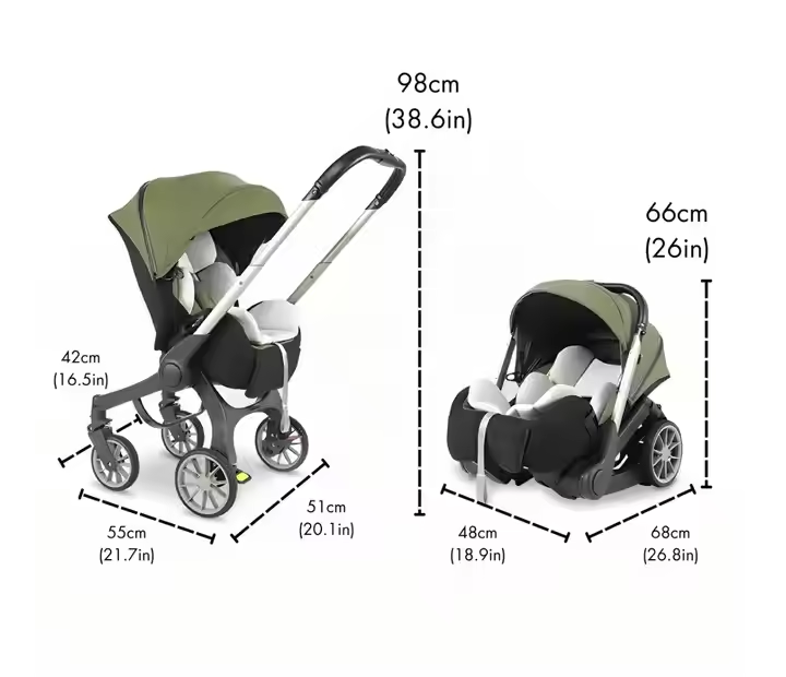 Deluxe 4-in-1 Travel System Baby Stroller BX01 – Green