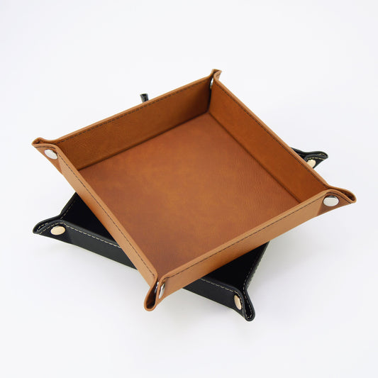 Foldable Decorative Leather Tray - ST1751 Brown - thebens