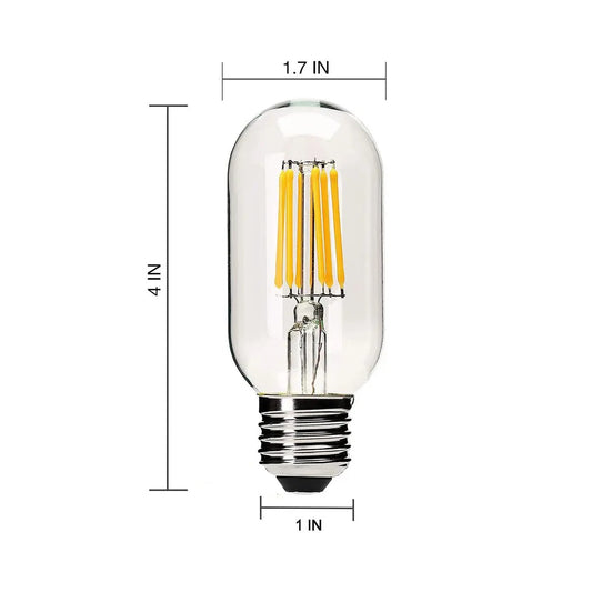 T45 LED Filament Bulb – Clear Glass Shell (6W, 2700K, E27) - thebens