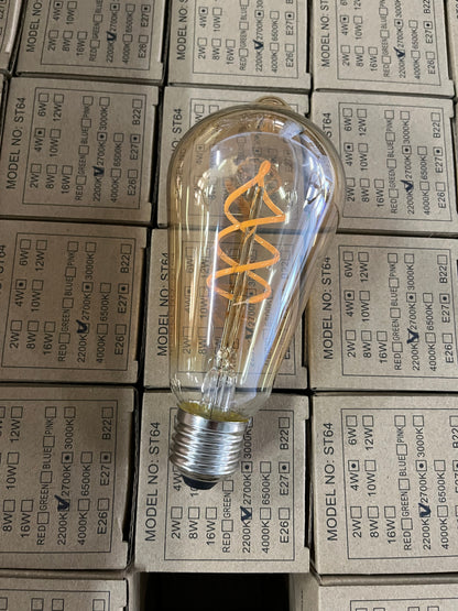 Pre-Order 40 days LED E27 ST64 Filament Bulb Amber Soft-4W - thebens